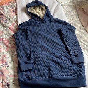 Navy blue soft and heavy sweatshirt.